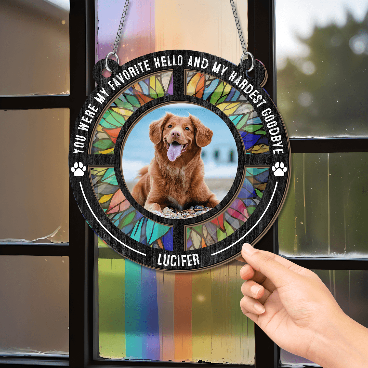 My Favorite Hello & Hardest Goodbye - Personalized Memorial Suncatcher