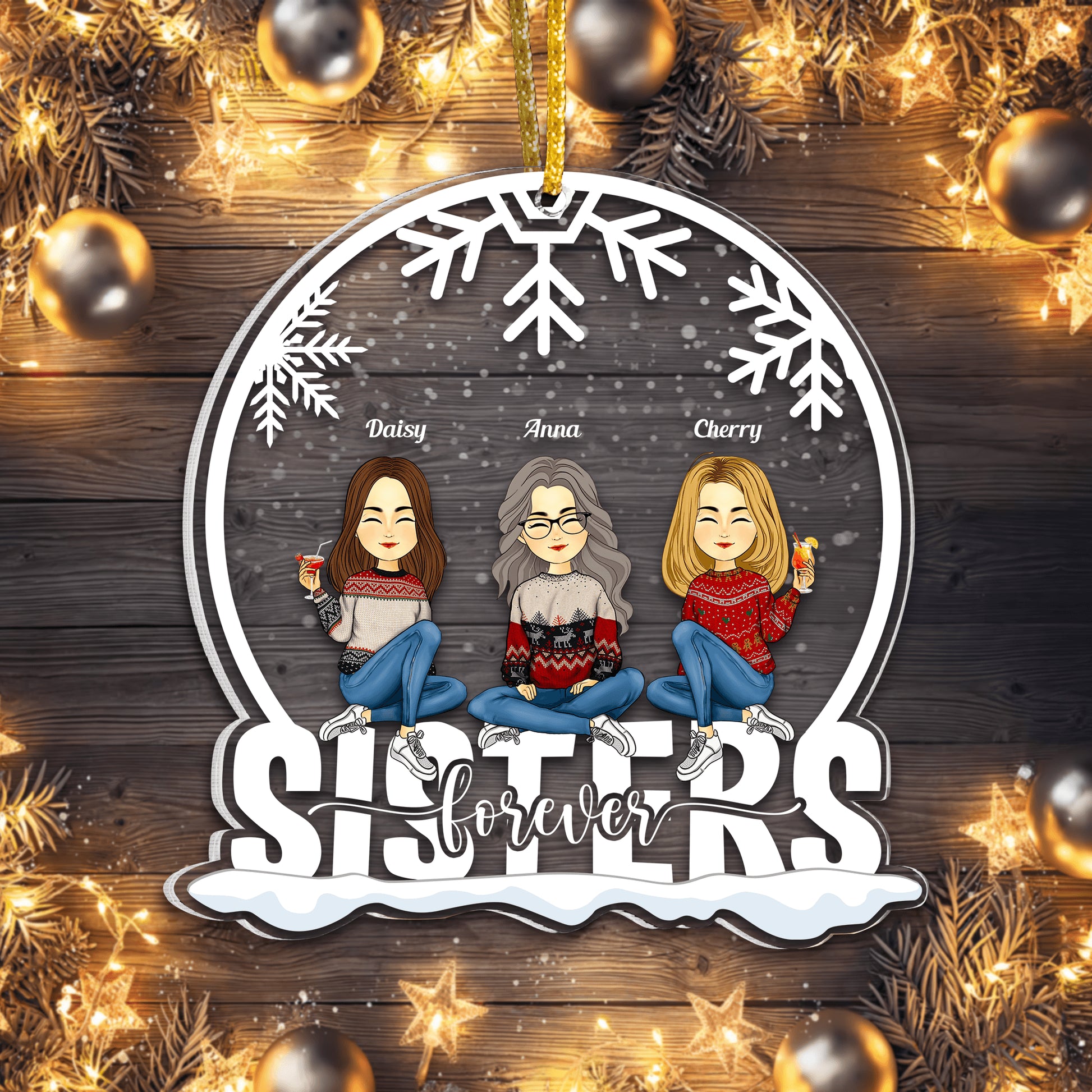 Sisters Forever - Personalized Custom Shaped Acrylic Ornament