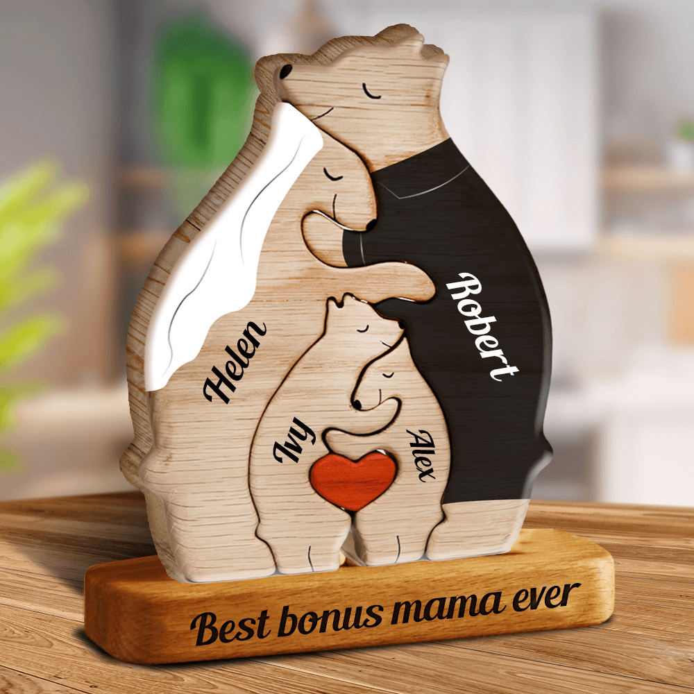 Anniversary Married Bears - Wooden Bears Family Pet Carvings