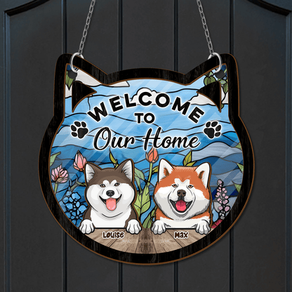 Welcome Home Door Sign - Personalized Hanging Door Suncatcher Sign