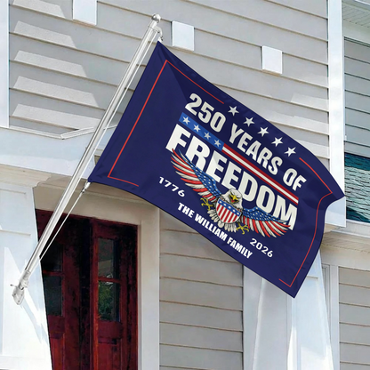 Custom Family Name 250th Birthday - America Freedom With Eagle - House Flag Decor