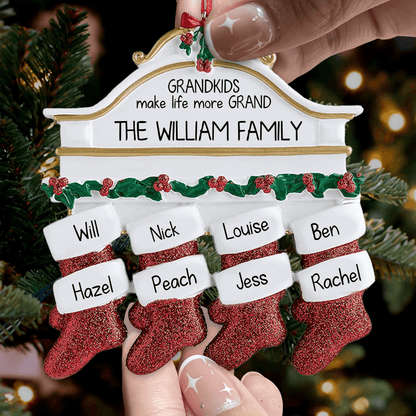 Family Christmas Fireplace Ornament - Christmas Family Ornament