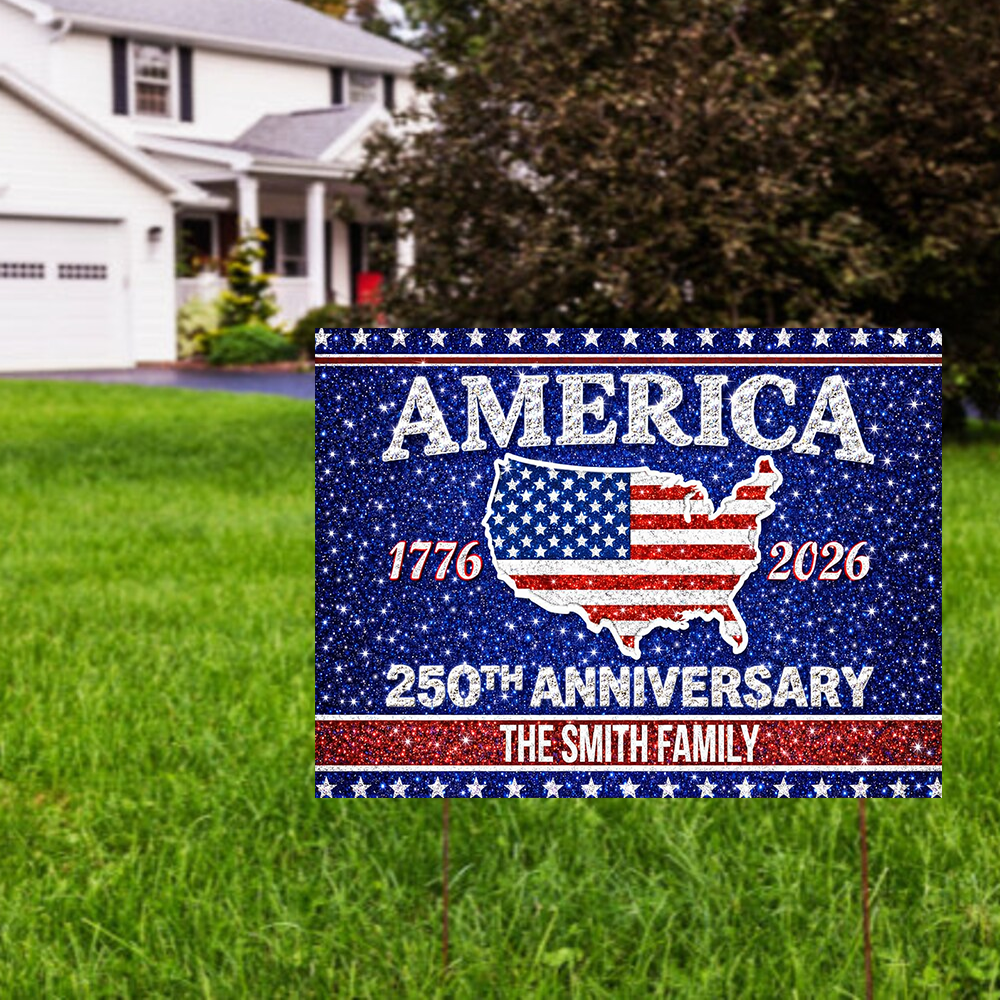 America 250 Birthday 1776-2026 Garden Yard Sign - Personalized Graduation Lawn Sign With Stake