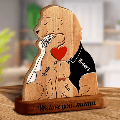 Custom Personalized Lion Wooden Family Puzzle - Pet Carvings