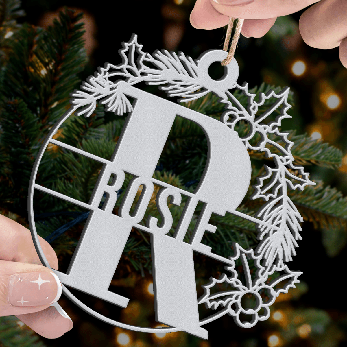 Personalized Christmas Metal Ornament - Custom Name Design