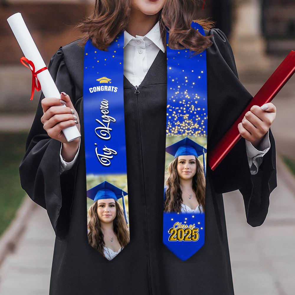 Congrats Graduation Stoles With Photo - Class of 2025 Gift