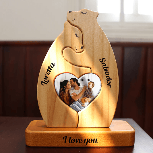 Personalized Wooden Bears Couple Puzzle - Wooden Pet Carvings