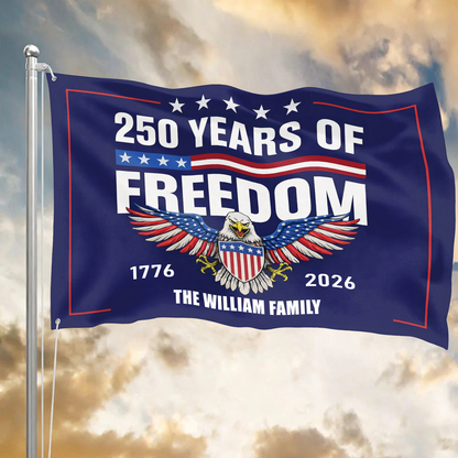 Custom Family Name 250th Birthday - America Freedom With Eagle - House Flag Decor