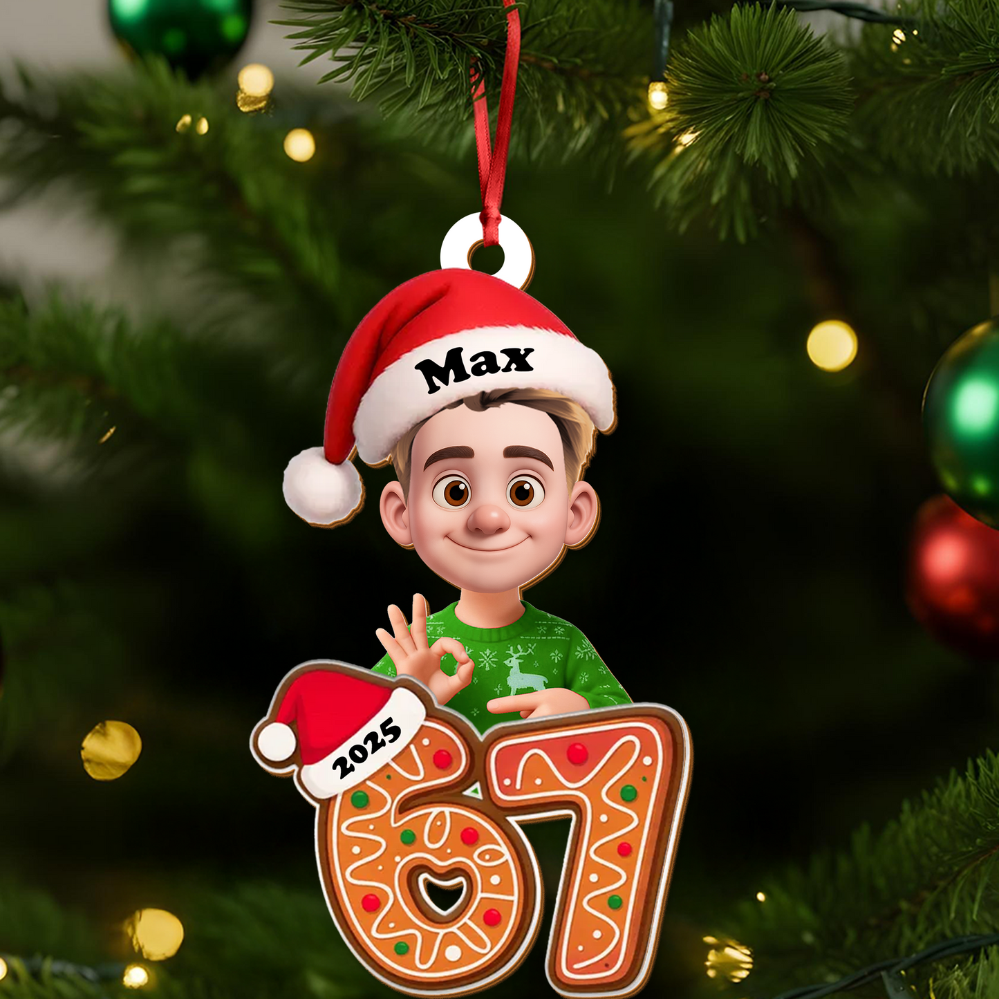 Custom '6 7' Six Seven Slang Meme For Kids Teenagers - Wood Ornament 2 Layered