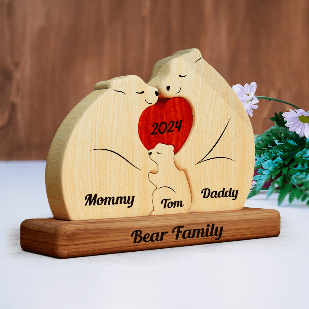 Chubby Bear Family Puzzle - Wooden Pet Carvings