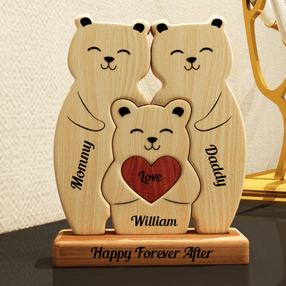 Teddy Bear Family Puzzle - Wooden Bears Family - Pet Carvings Gift