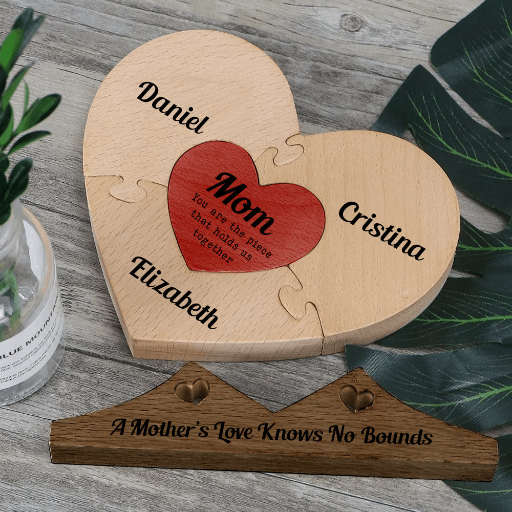Heart Wooden Family Carvings - You Are The Piece That Holds Us Mom