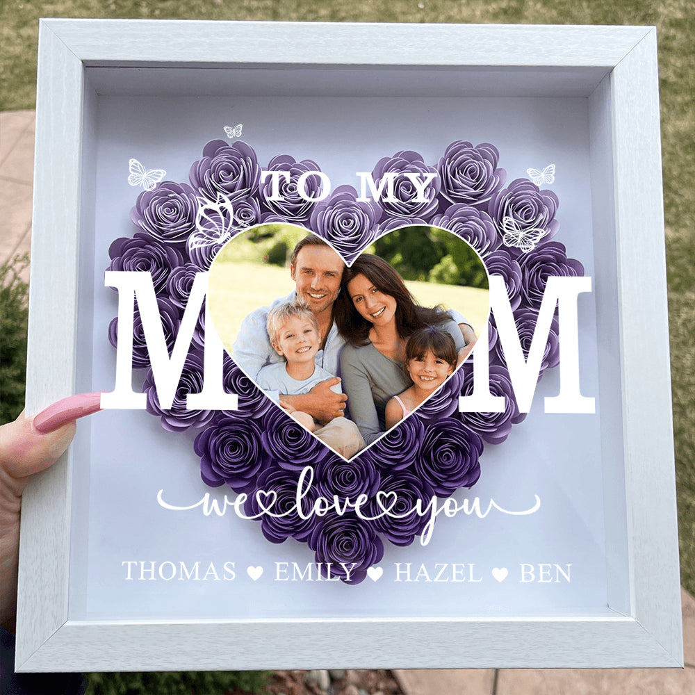 To My Mom - Personalized Heart Monogram Flower Box