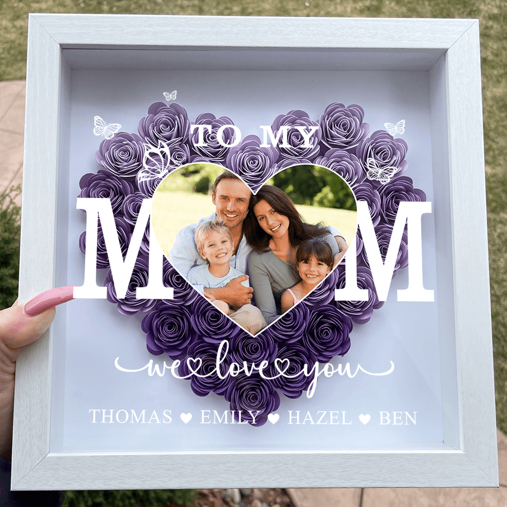 To My Mom - Personalized Heart Monogram Flower Box