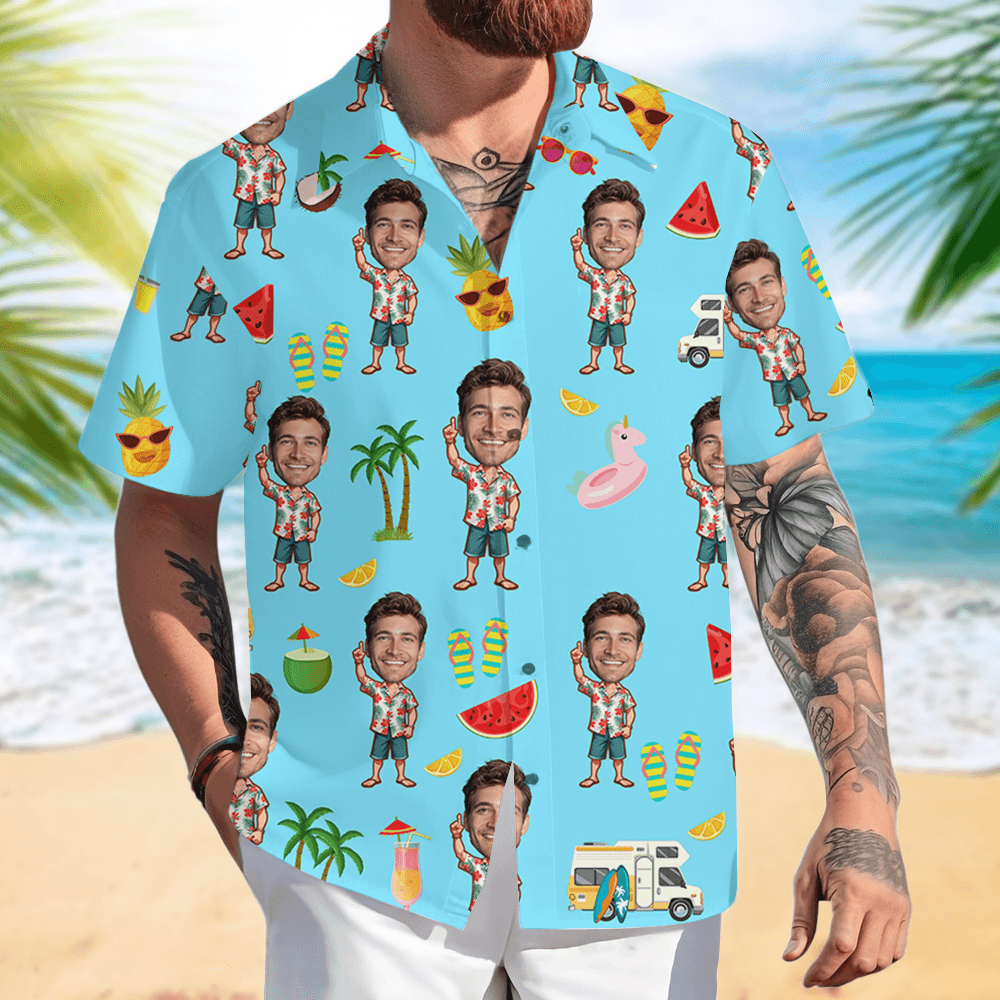 Custom Face Hawaiian Shirt - Personalized Beach Shirt Gift
