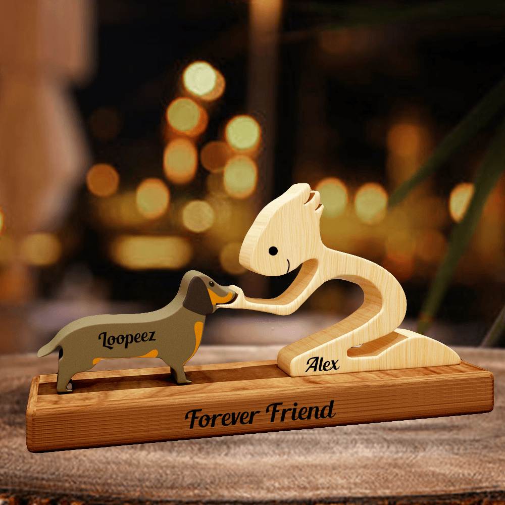 Personalized Dog Breeds Wood Carvings With Base - Custom Name Puzzle