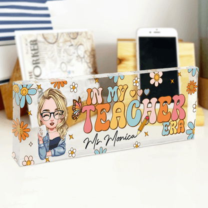 Personalized Teacher Desk Sign - In My Teacher Era Retro Flowers