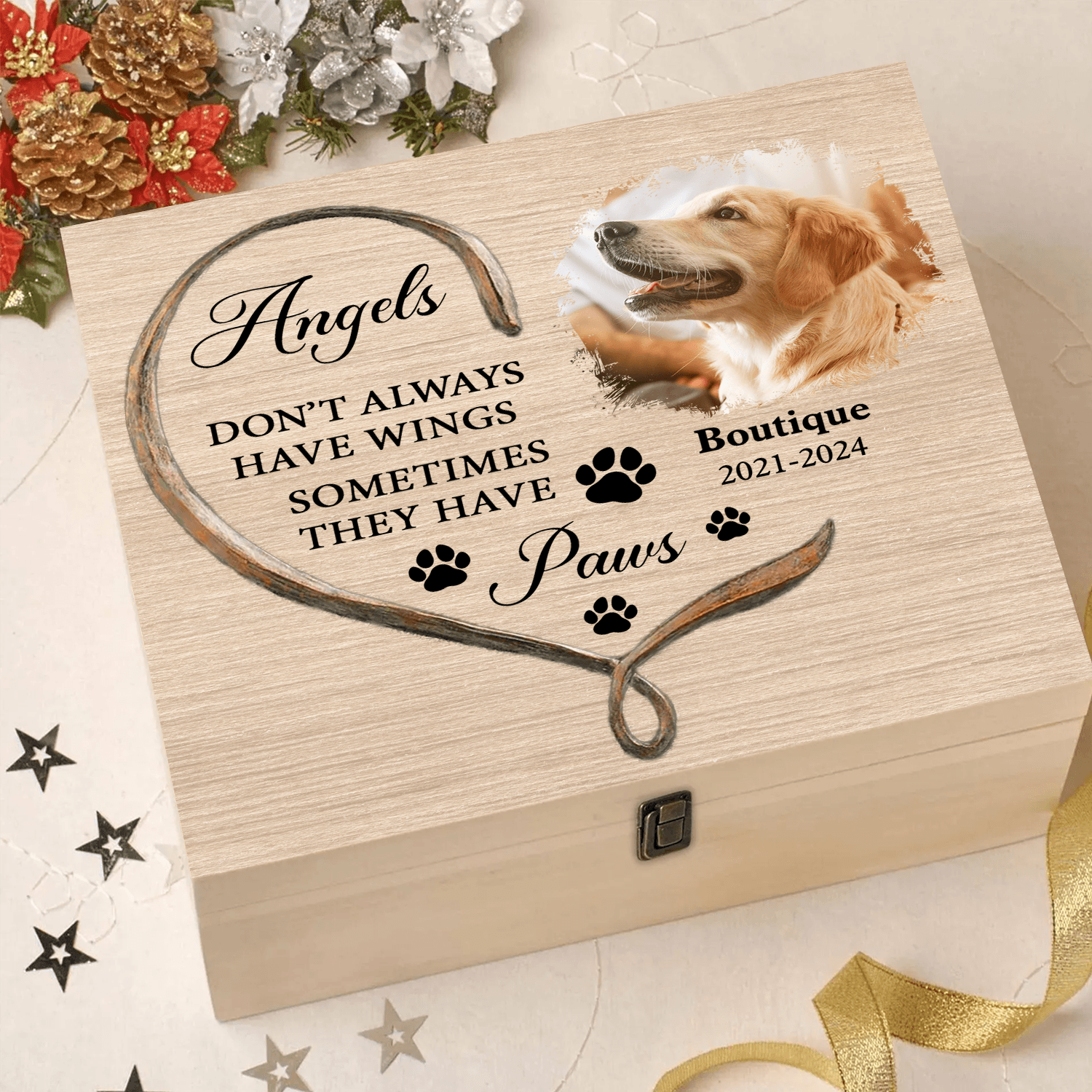 Paw Wings Pet Memorial Box - Memorial Treasure Keepsake Box