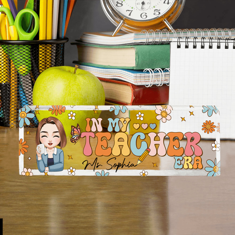 Personalized Teacher Desk Sign - In My Teacher Era Retro Flowers