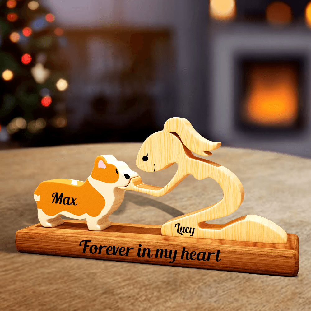 Personalized Dog Breeds Wood Carvings With Base - Custom Name Puzzle