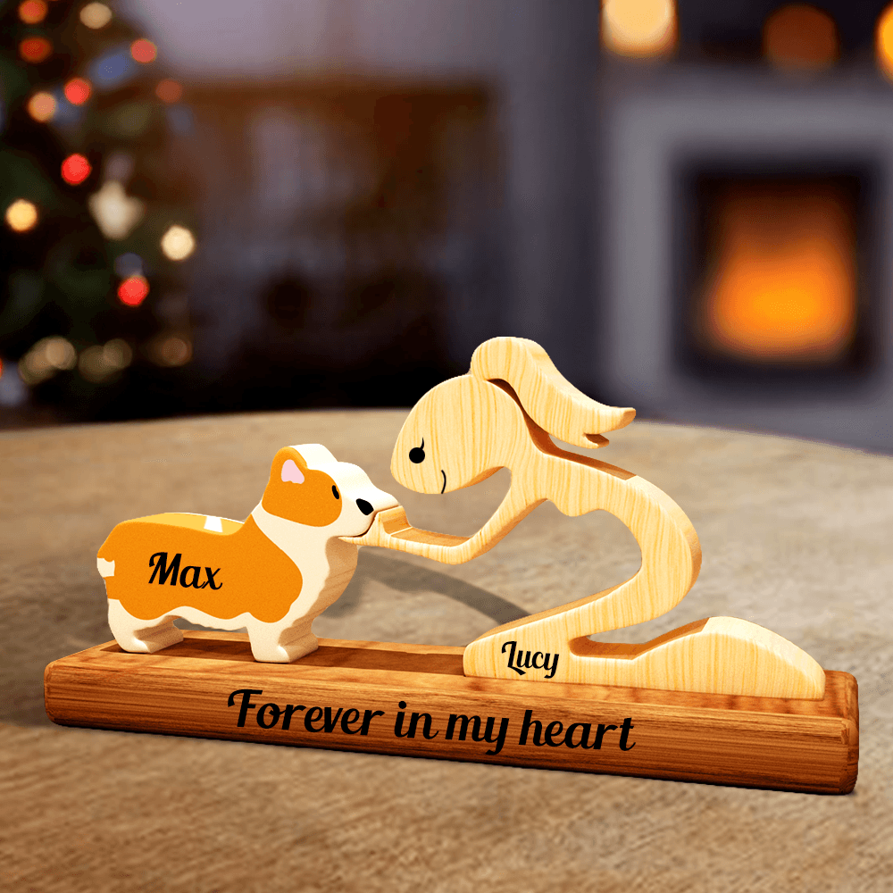 Personalized Dog Breeds Wood Carvings With Base - Custom Name Puzzle