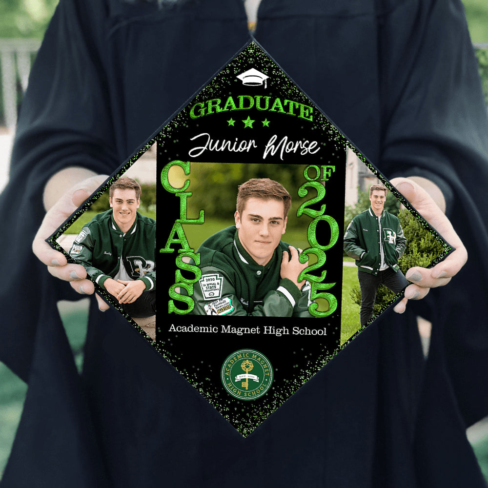 Glitter Personalized Grad Cap - 2025 Grad Decoration For Cap