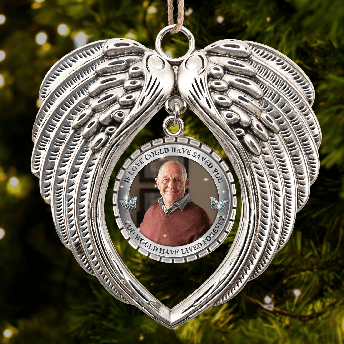 "Once By My Side Forever In My Heart" Angel Wings Memorial Ornament