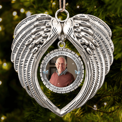 "Once By My Side Forever In My Heart" Angel Wings Memorial Ornament