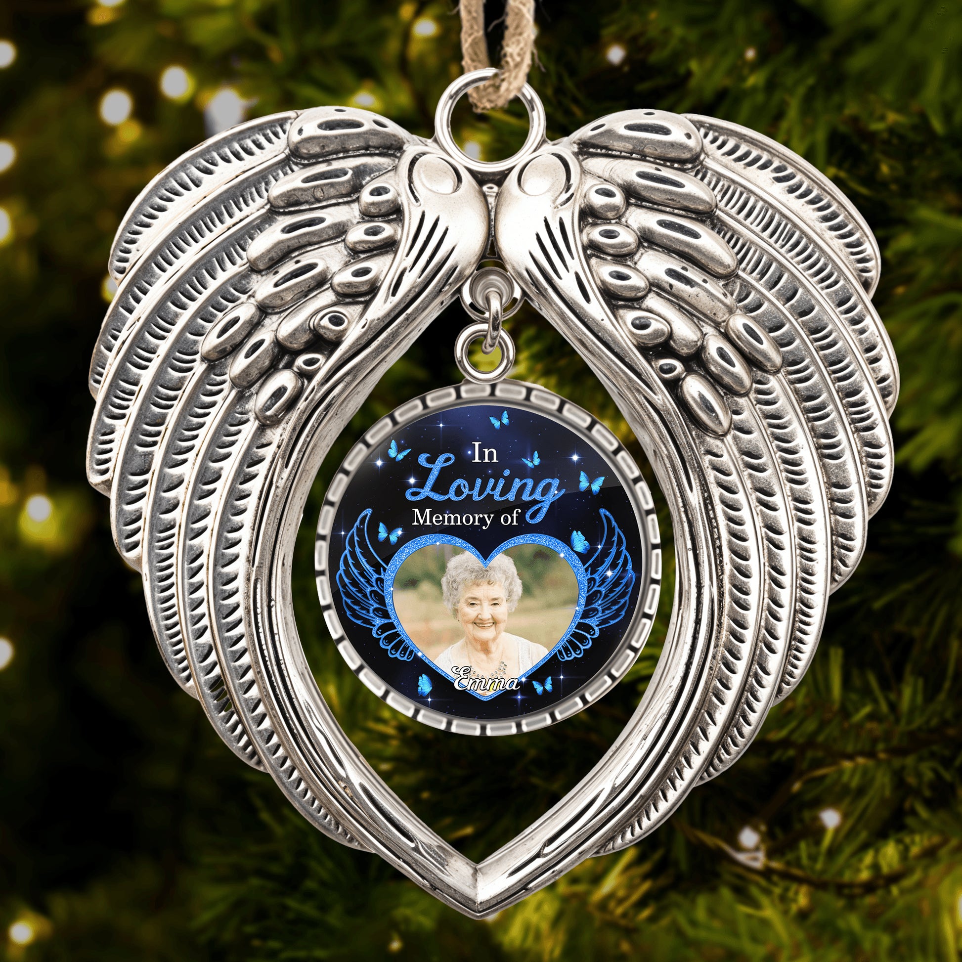 Angel Wings Memorial Ornament - A Piece Of My Heart Lives Heaven