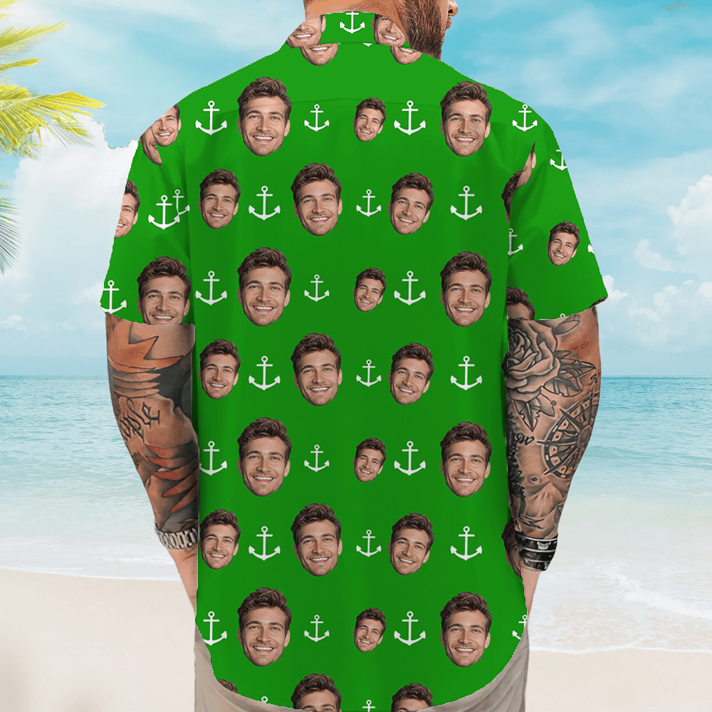 Personalized Anchor Photo Name - Personalized Custom Hawaiian Shirt