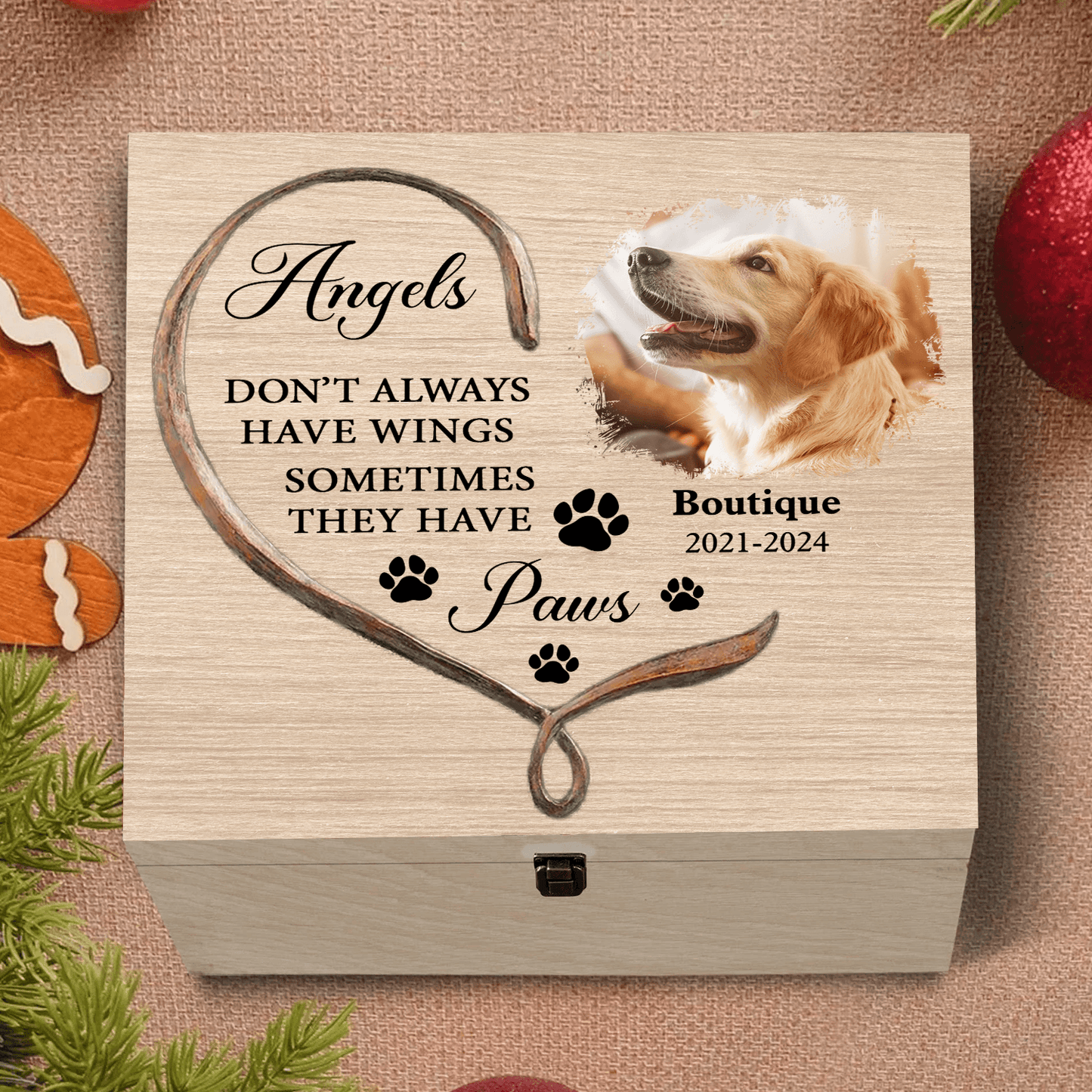Paw Wings Pet Memorial Box - Memorial Treasure Keepsake Box