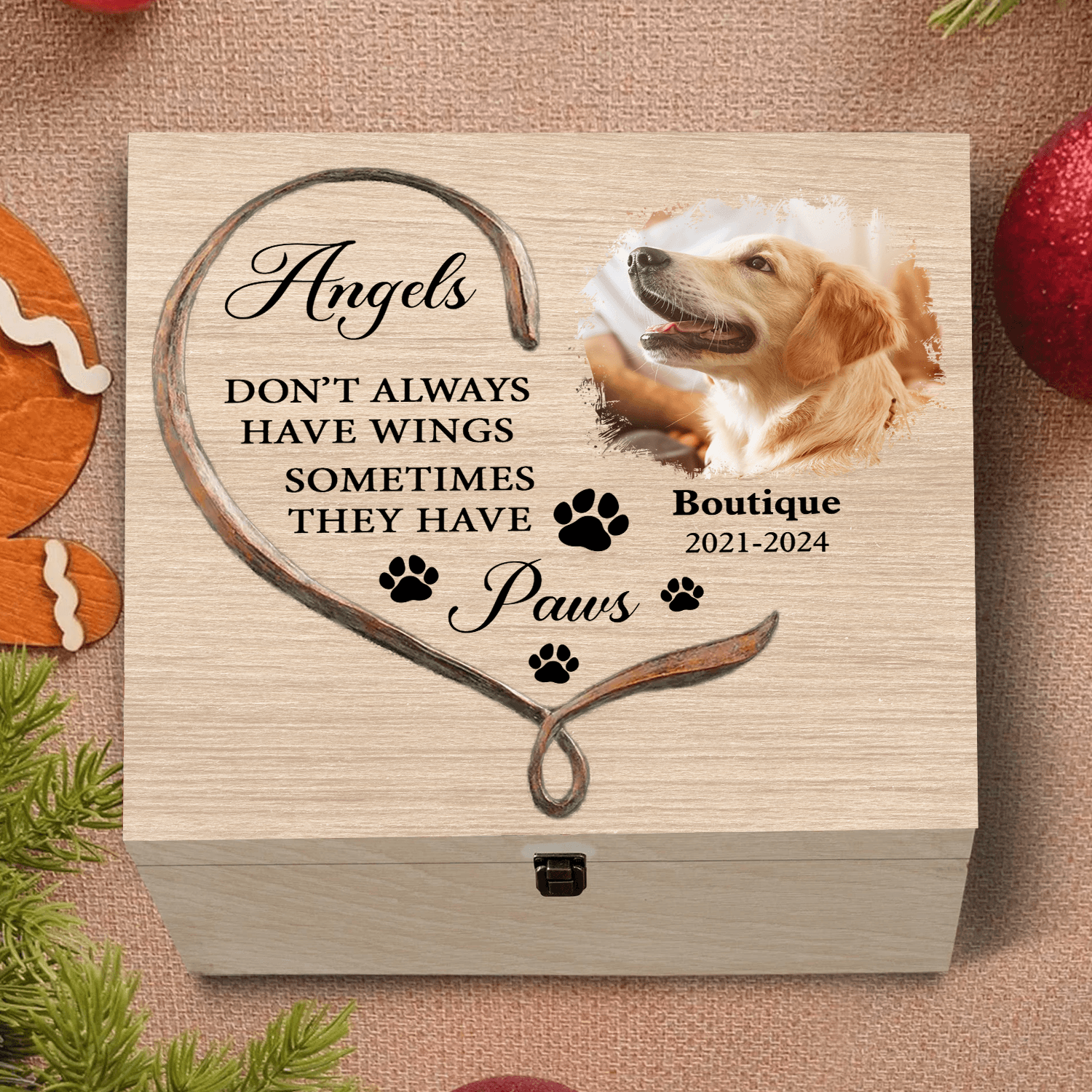 Paw Wings Pet Memorial Box - Memorial Treasure Keepsake Box