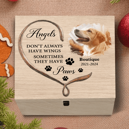 Paw Wings Pet Memorial Box - Memorial Treasure Keepsake Box