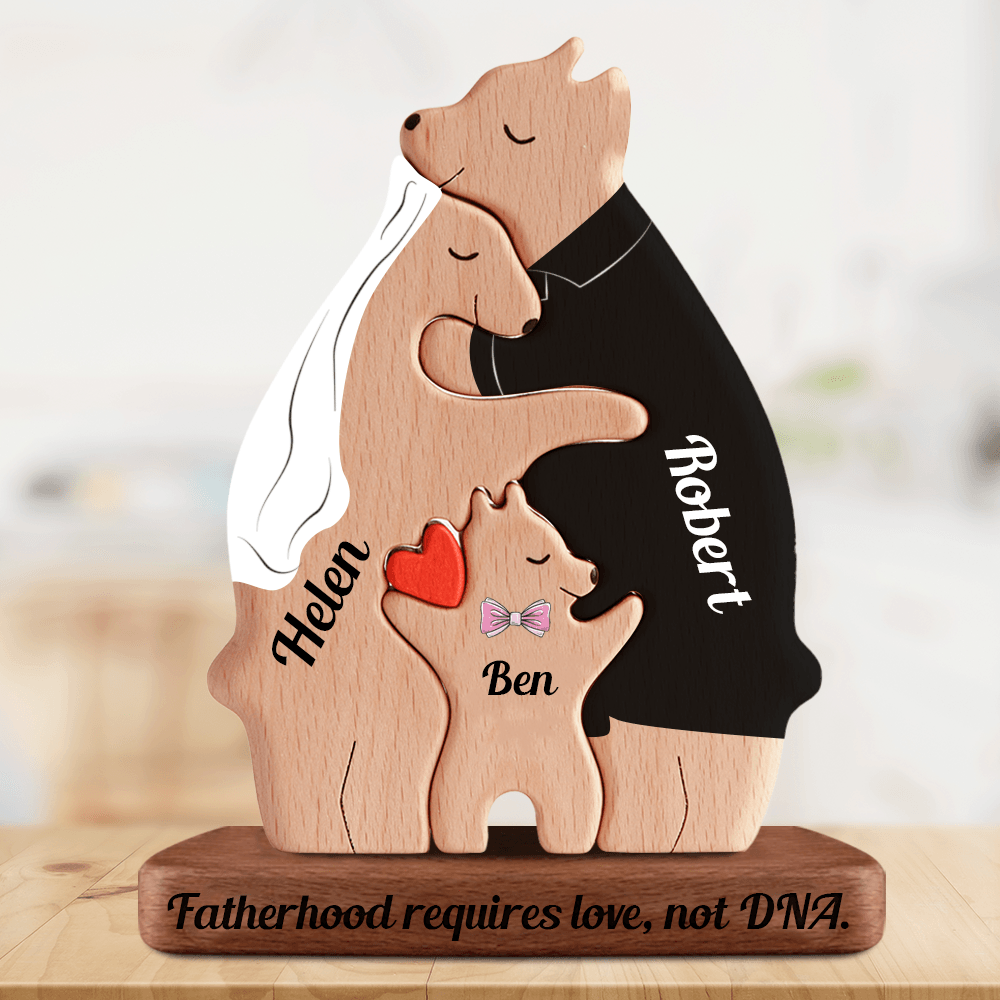 Anniversary Married Bears - Wooden Bears Family Pet Carvings
