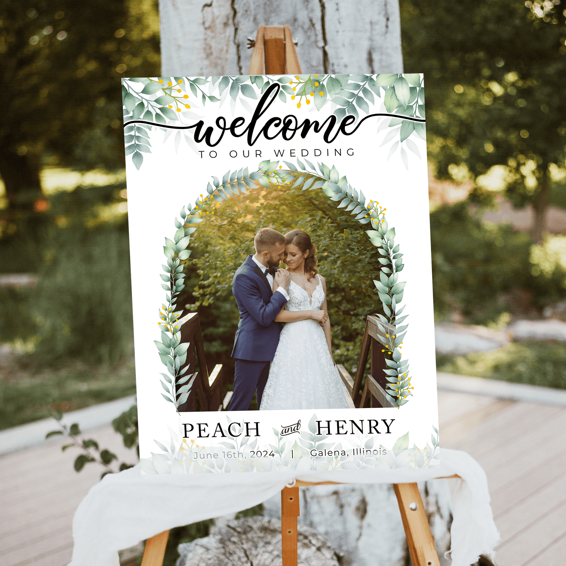 Flower Wedding Welcome Sign - Modern Wedding Decoration