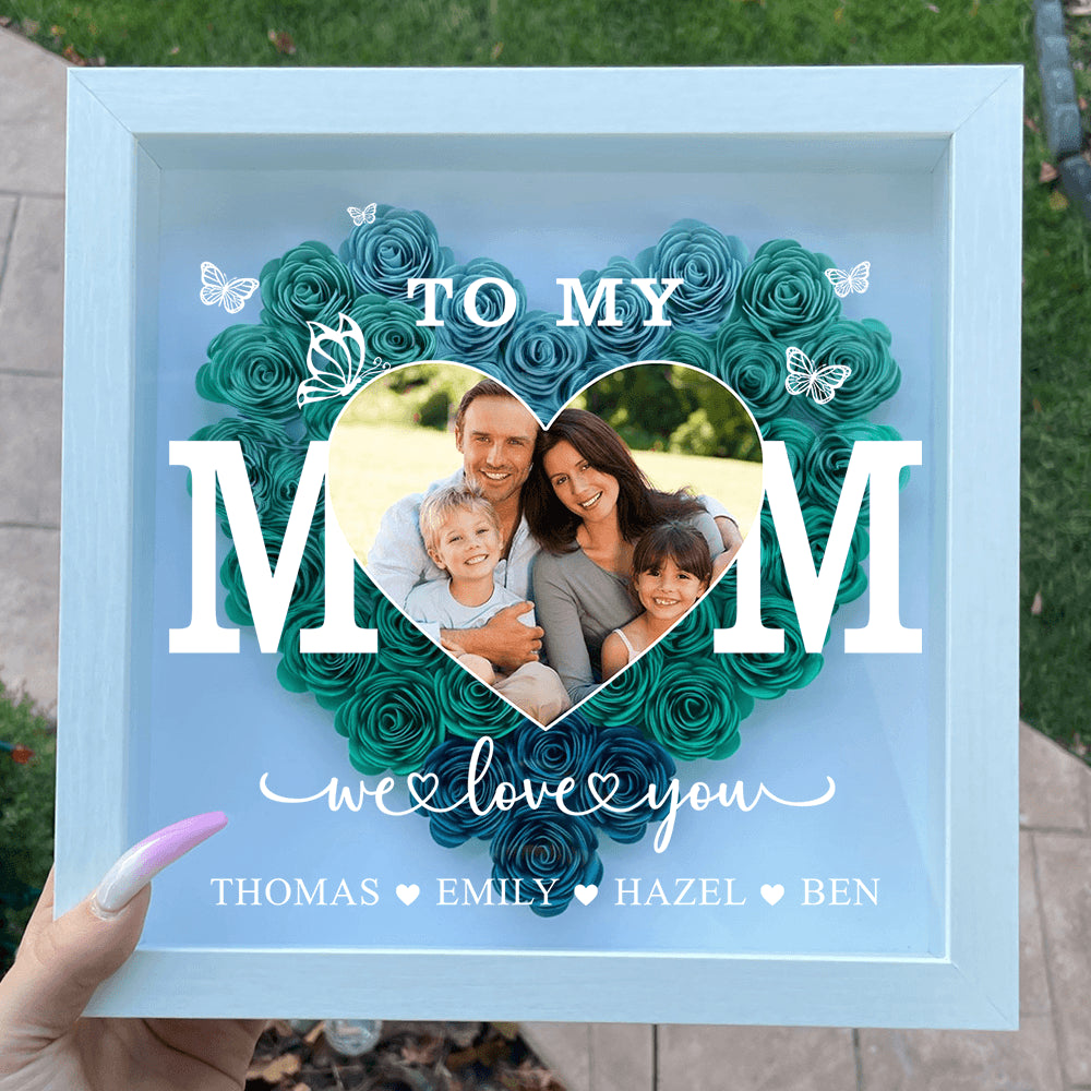 To My Mom - Personalized Heart Monogram Flower Box