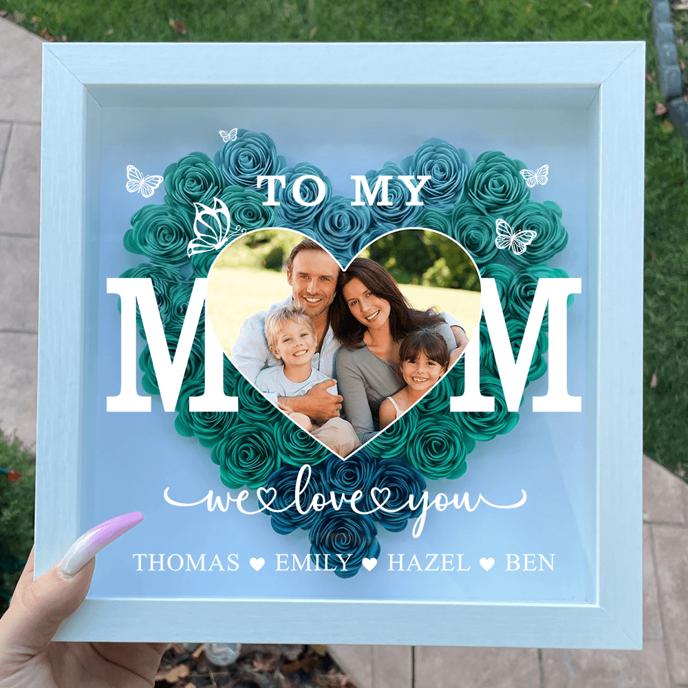 To My Mom - Personalized Heart Monogram Flower Box