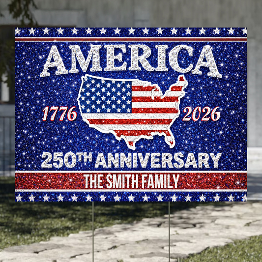 America 250 Birthday 1776-2026 Garden Yard Sign - Personalized Graduation Lawn Sign With Stake