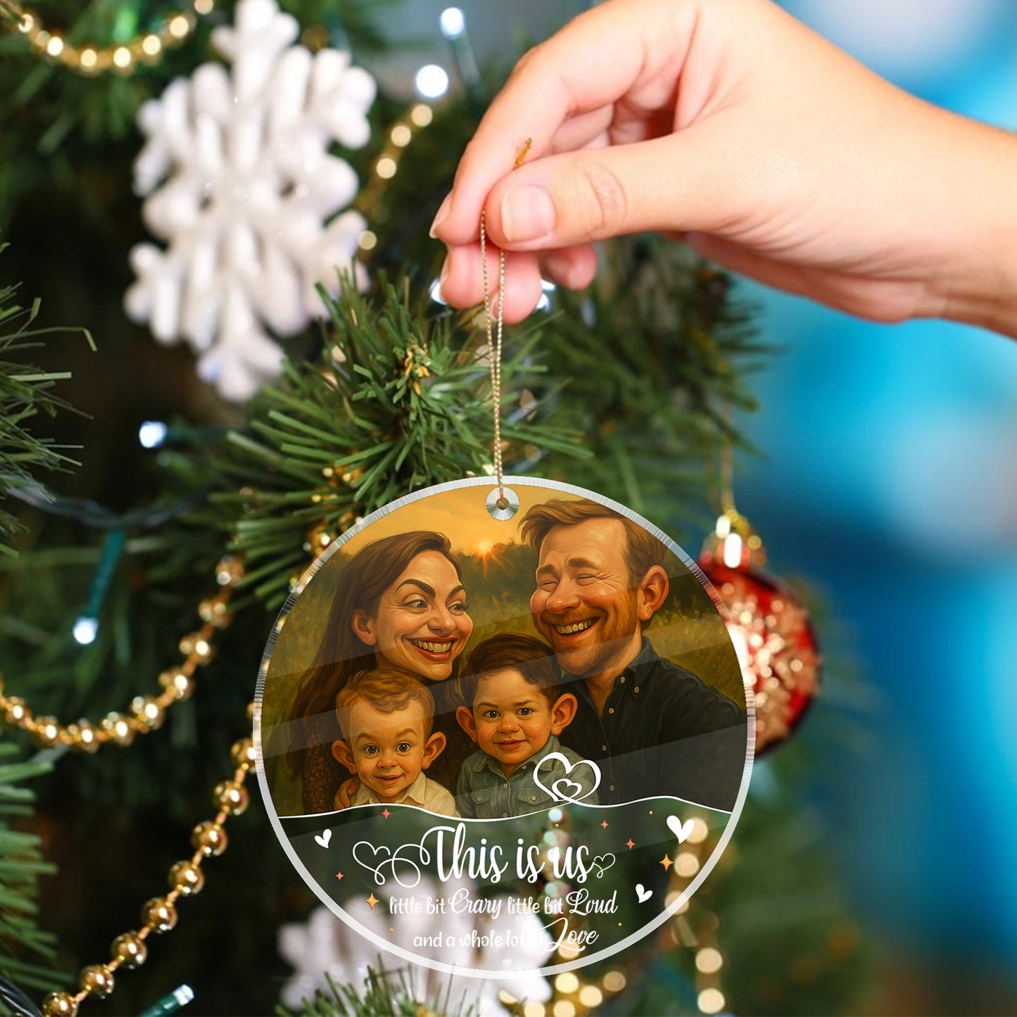 Caricature Art For Funny Couples - Personalized Custom Acrylic Ornament