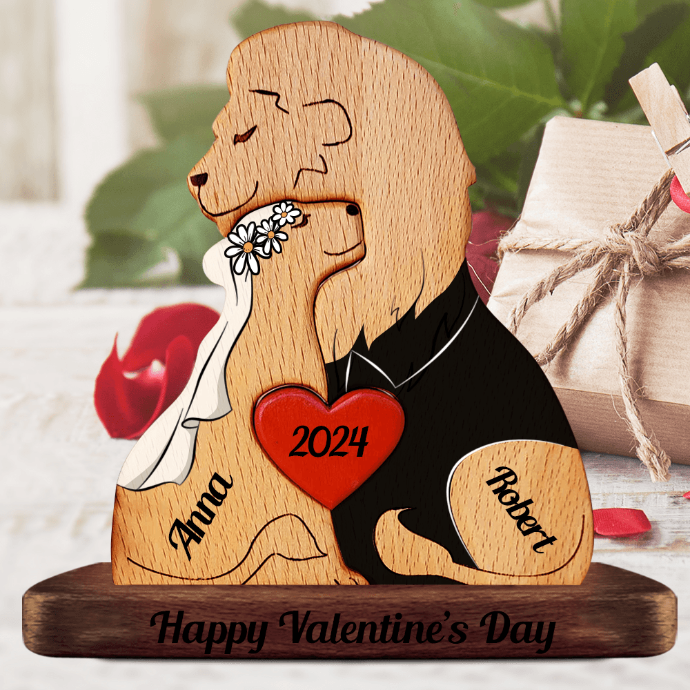 Married Lion Family Puzzle - Wooden Pet Carving Keepsake