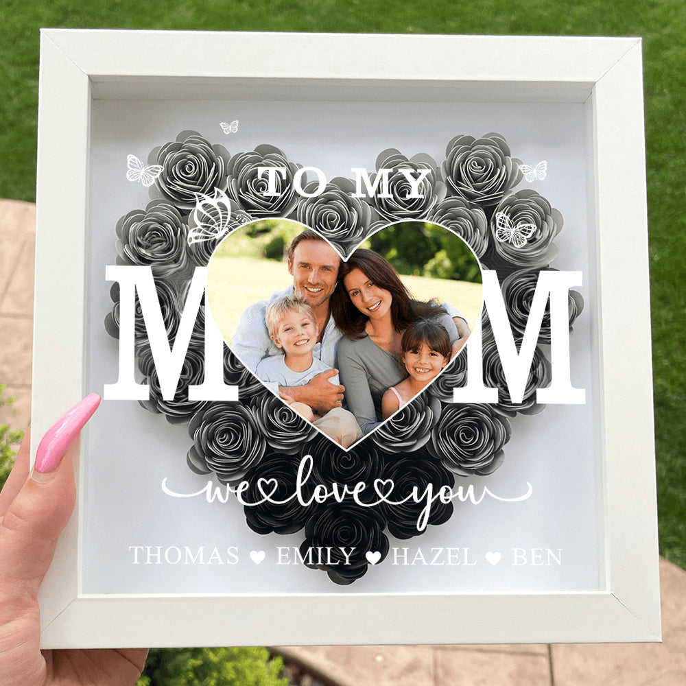 To My Mom - Personalized Heart Monogram Flower Box