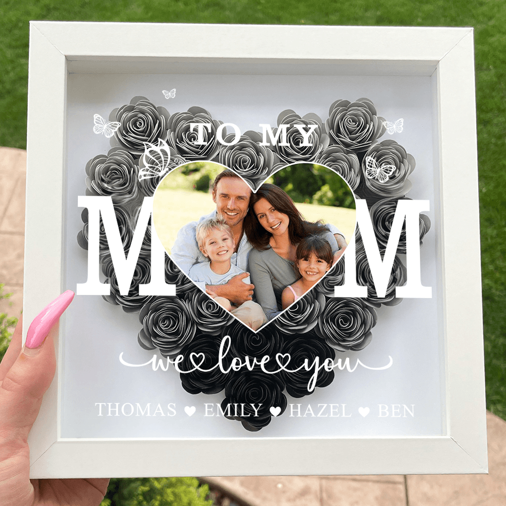 To My Mom - Personalized Heart Monogram Flower Box