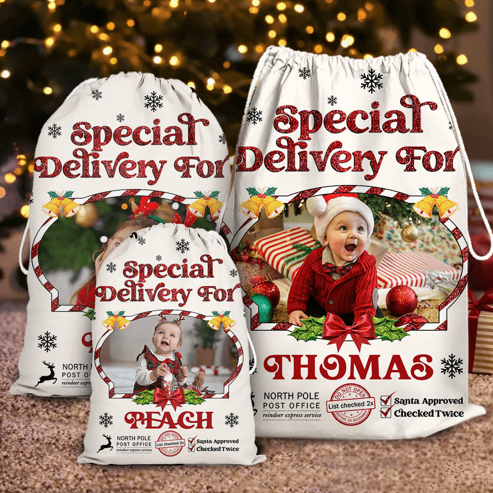 Glitter Christmas Sack - Personalized Santa Gift Bag