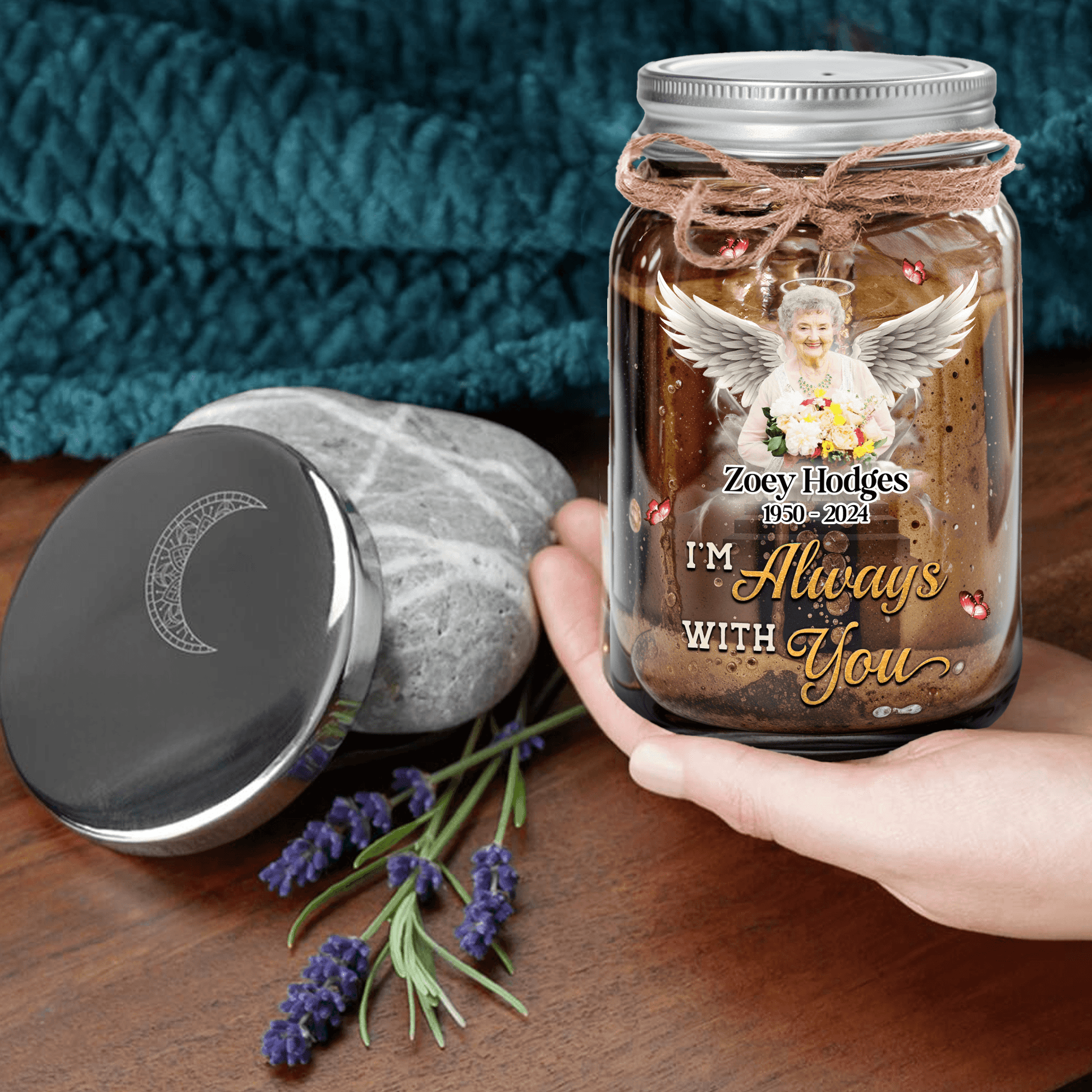 Personalized Memorial Jar Light - Your Wings Were Ready But Not