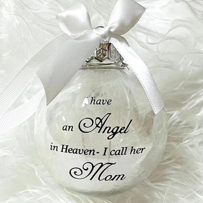 In Heaven Relatives Ornament - Feather Plastic Ball - Christmas Decor
