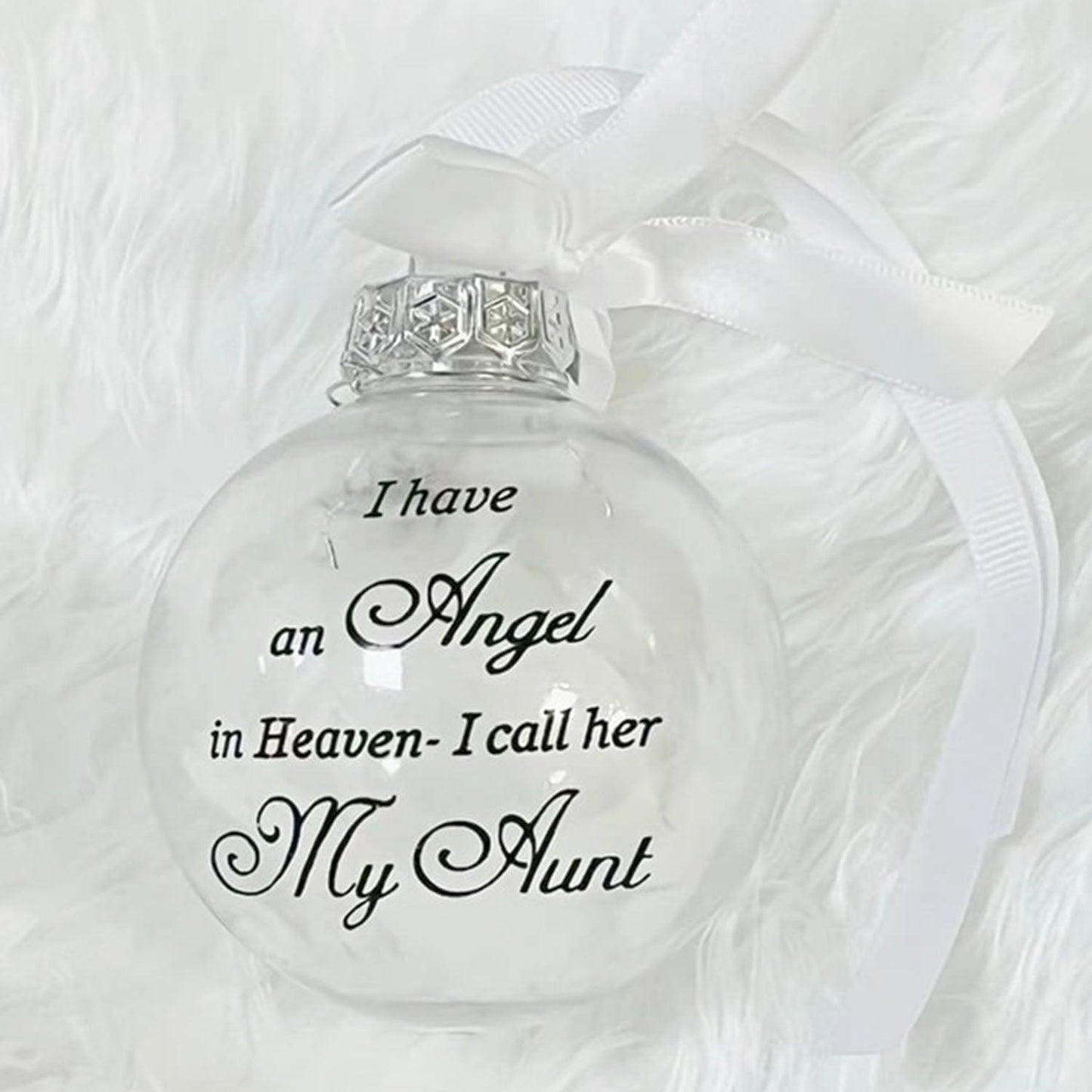 In Heaven Relatives Ornament - Feather Plastic Ball - Christmas Decor