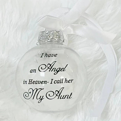 In Heaven Relatives Ornament - Feather Plastic Ball - Christmas Decor