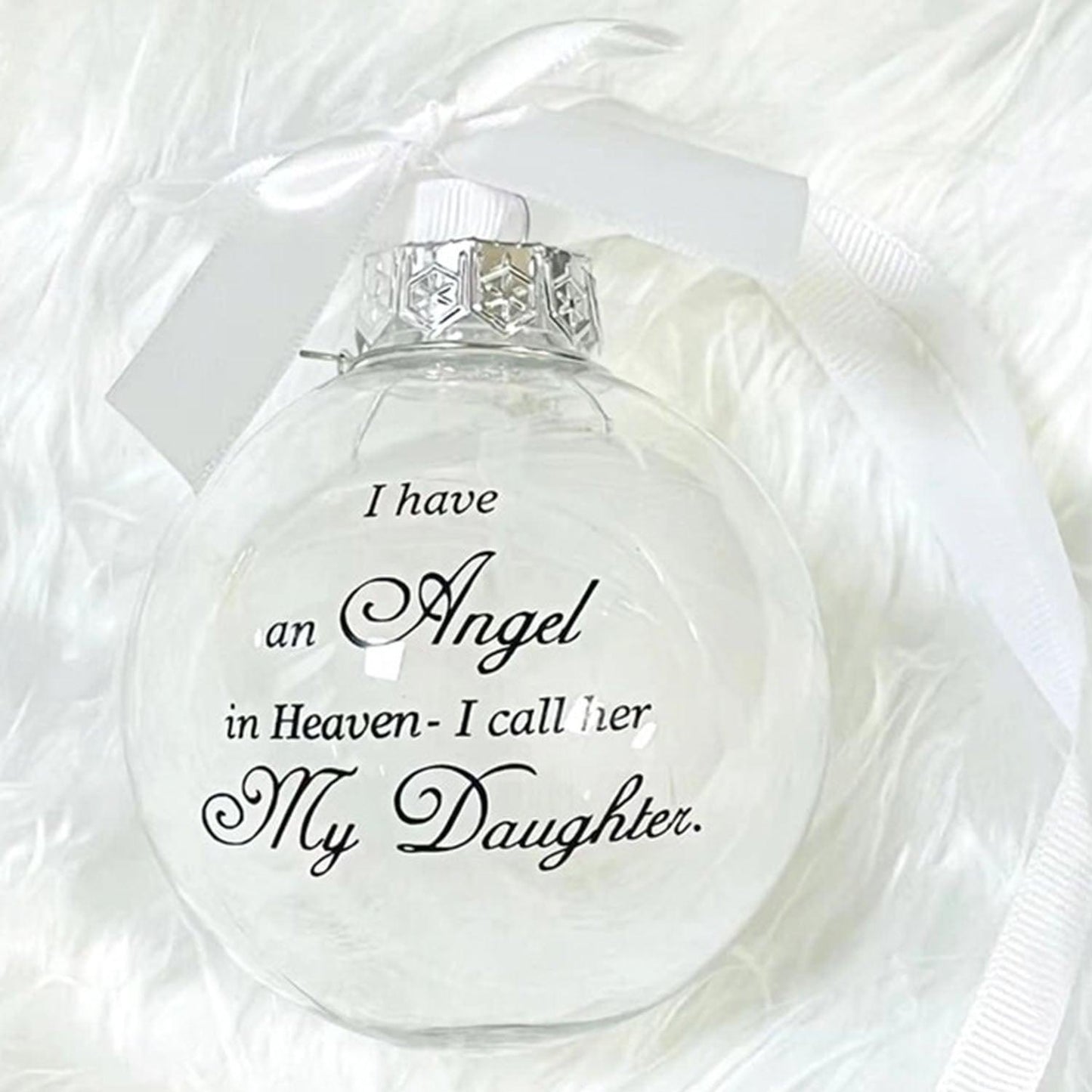 In Heaven Relatives Ornament - Feather Plastic Ball - Christmas Decor