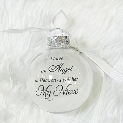 In Heaven Relatives Ornament - Feather Plastic Ball - Christmas Decor