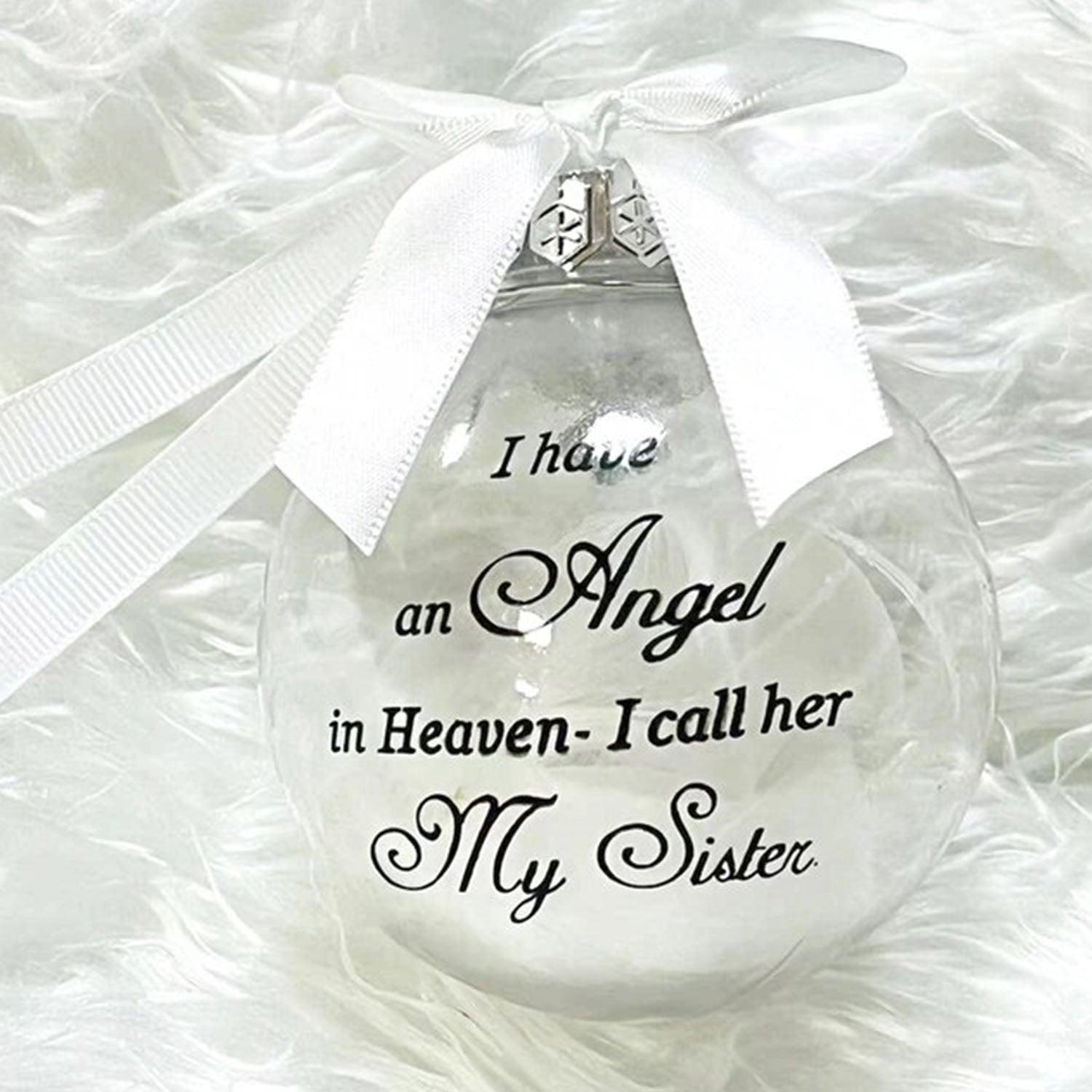 In Heaven Relatives Ornament - Feather Plastic Ball - Christmas Decor